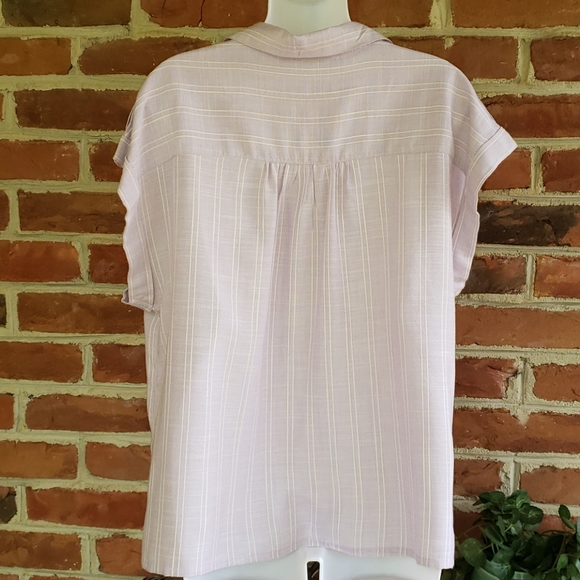 NWT Dex Purple Striped S/S Button Front Blouse SzM - Picture 3 of 8